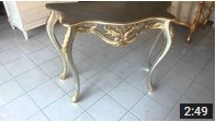 silver leaf console table with carving